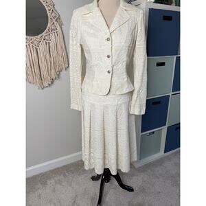 Vintage Vtg 80s 90s Cachet Bridal White Lace Wedding Skirt Jacket Set Medium